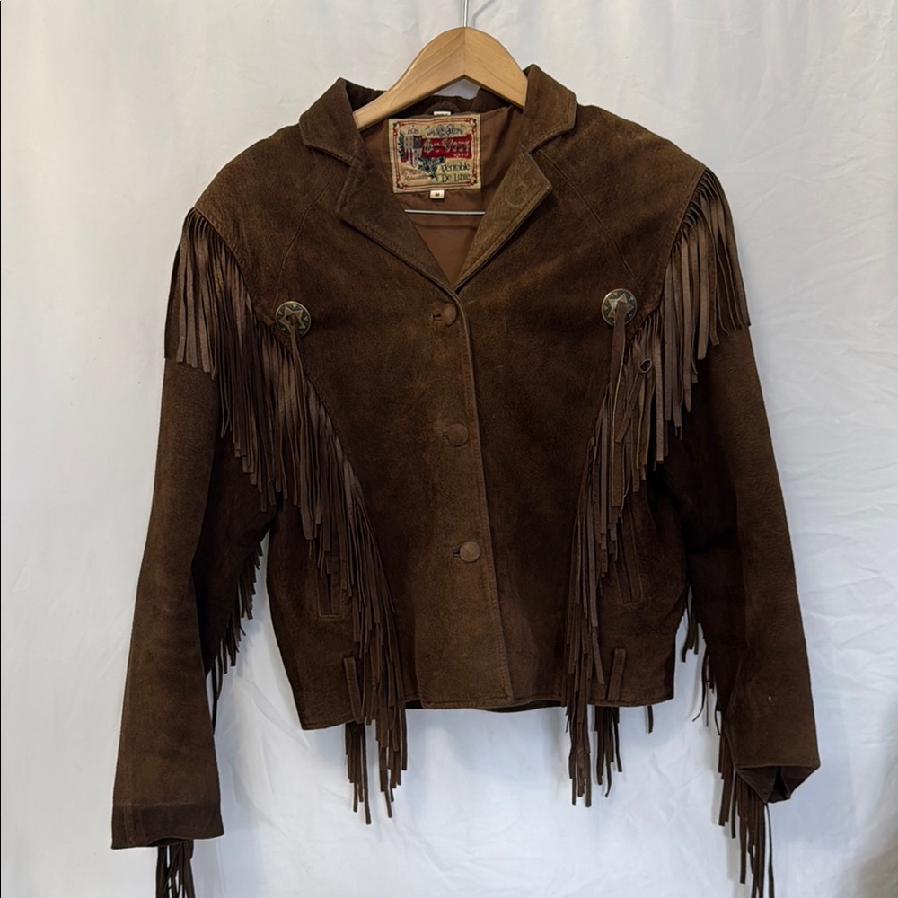 Vintage Brown suede fringe Women's Jacket